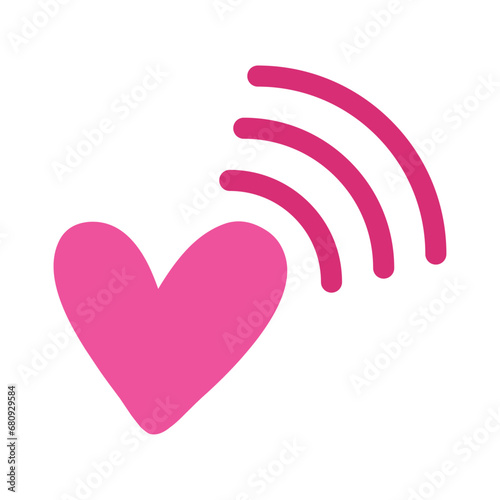 Logo del día de San Valentín. Silueta de corazón con símbolo WiFi con ondas para su uso en felicitaciones y tarjetas