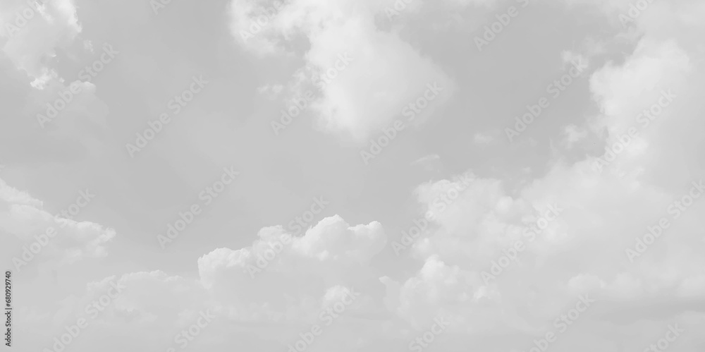 Obraz premium White cloud in the sky. View on a soft white fluffy cloud as background. Cloudy sky, white clouds, black background pattern. The gray cloud trendy photo. White sky image