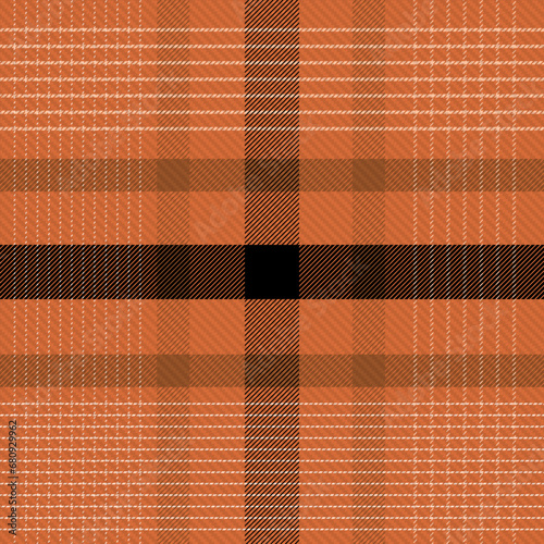 Lumberjack plaid check seamless pattern in black and orange collection. Scottish seamless tartan classic line grid for textile 