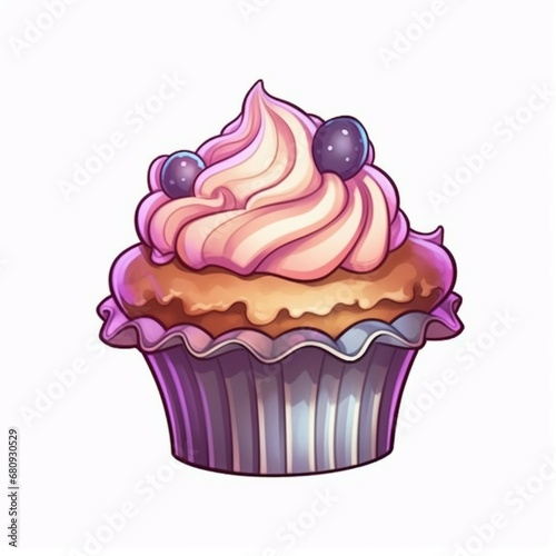 a blackberry cupcake is shown on an white background