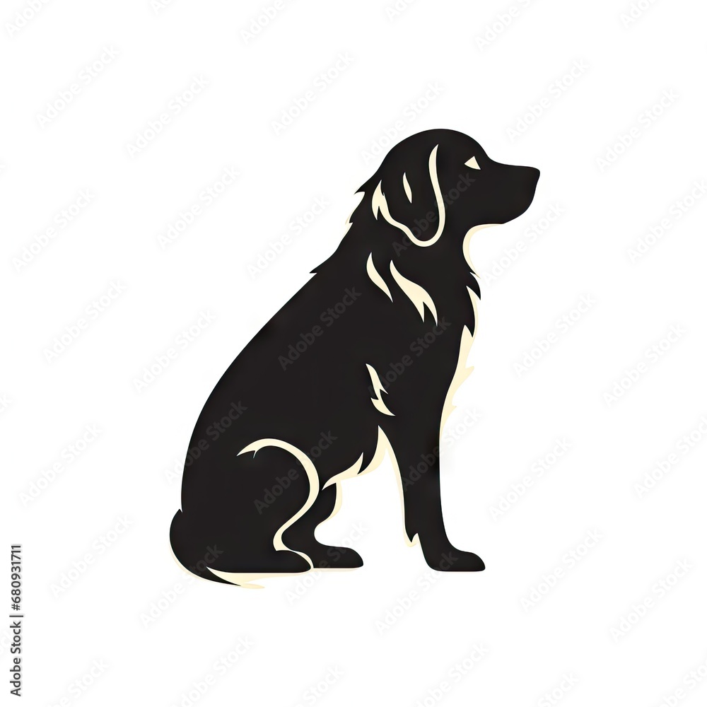 Golden Retriever Icon, Dog Black Silhouette, Puppy Pictogram, Pet Outline, Golden Retriever Symbol