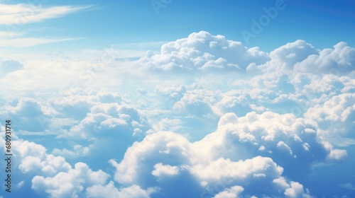 blue sky with clouds from above, Generative Ai