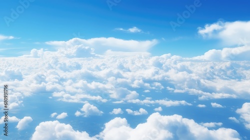 blue sky with clouds from above, Generative Ai