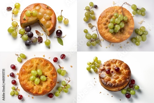 Gooseberry Cake, Homemade Cake with Gooseberries and Grapes, Abstract Generative AI Illustration