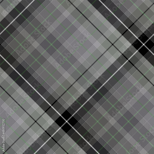 Gray and Black Diagonal gingham Plaid Pattern Seamless Vector Graphic. Simple windowpane line tartan check plaid for flannel shirt