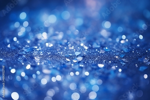 Sapphire Bokeh Background: Royal Blue Sparkle with Crystal Droplets