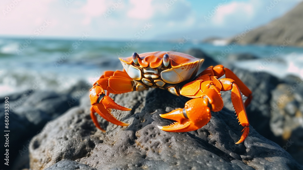 A crab on a rock