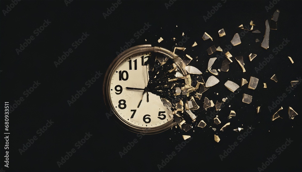 Concept of passing away, the clock breaks down - obrazy, fototapety, plakaty 