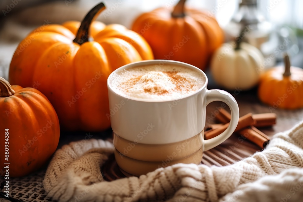Pumpkin spice latte with whipped cream. Pumpkin spice latte with whipped cream.