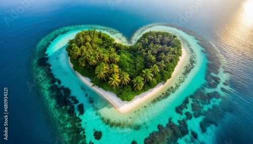  heart shape tropical island from above © Marko