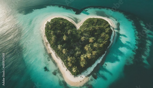  heart shape tropical island from above