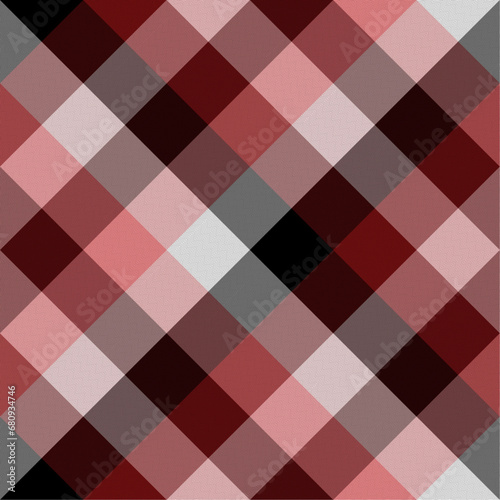 Black, Maroon, Pink Lumberjack Plaid Seamless Pattern, Buffalo Diagonal gingham Check Tartan Vector Pixel wtih herringbone
