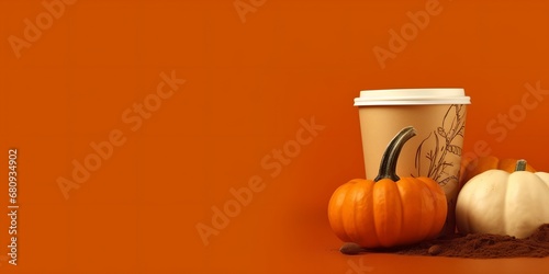 Takeaway coffee with pumpkins.