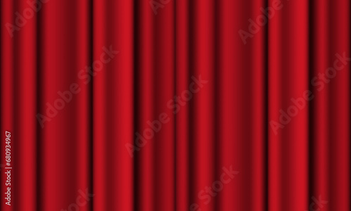 Red curtain background. Theatrical drapes. Red fabric. Wavy silk background.