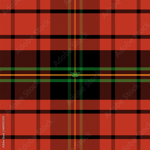 Scottish plaid, Stewart Dress Modern tartan seamless pattern in traditional colors in red ,green ,black theme chrismas with green leaf