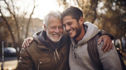 Joyful Father and Son Sharing a Hug   © Kristian