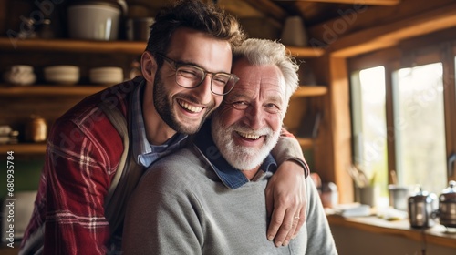 Joyful Father and Son Sharing a Hug