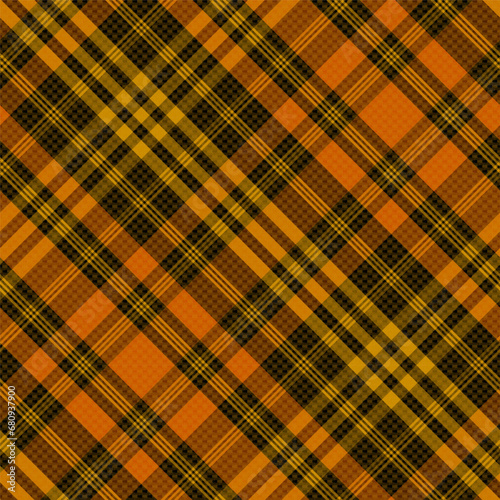 Abstract Burnt Orange, Black Check, Tartan Plaid Seamless Pttern Vector with Herringbone, EPS10 Illustration Edition