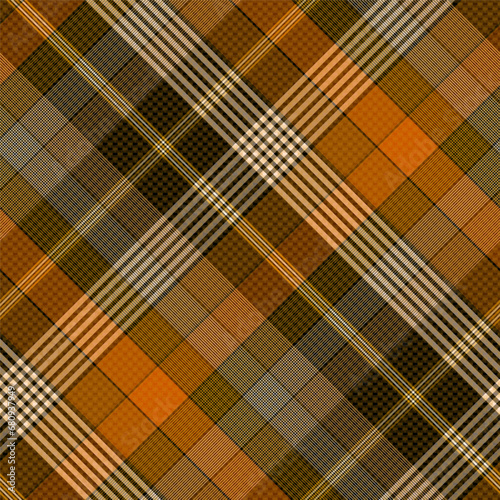 Abstract Burnt Orange, Black. Check, Tartan Plaid Seamless Pttern Vector Image, EPS10 Illustration