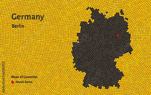 Germany Map with a capital of Berlin Shown in a Mosaic Pattern