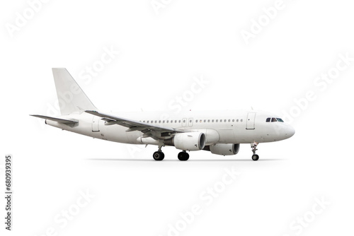 White modern passenger airplane isolated
