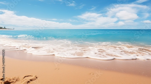 sandy beach with turquoise sea and sky