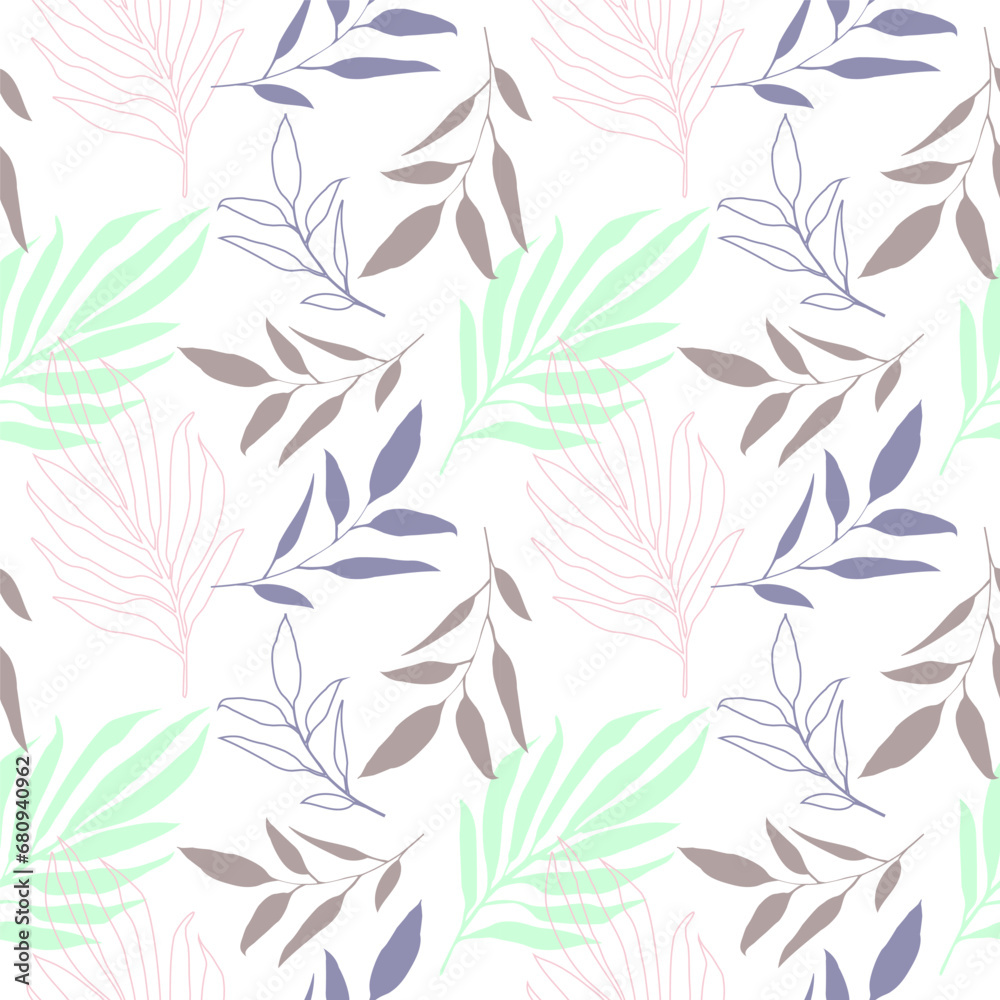 Seamless pattern of abstract branches on a light background.