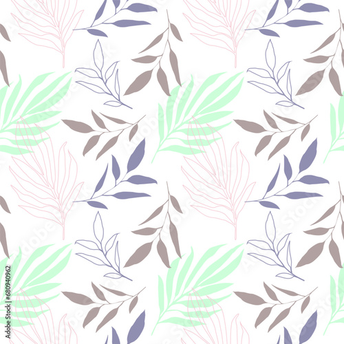 Seamless pattern of abstract branches on a light background.