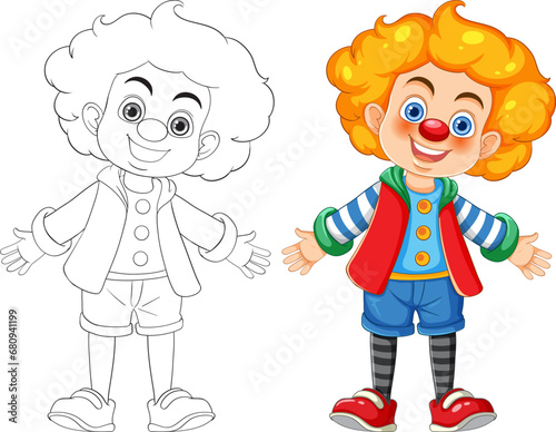 Smiling Circus Clown Boy Cartoon Character