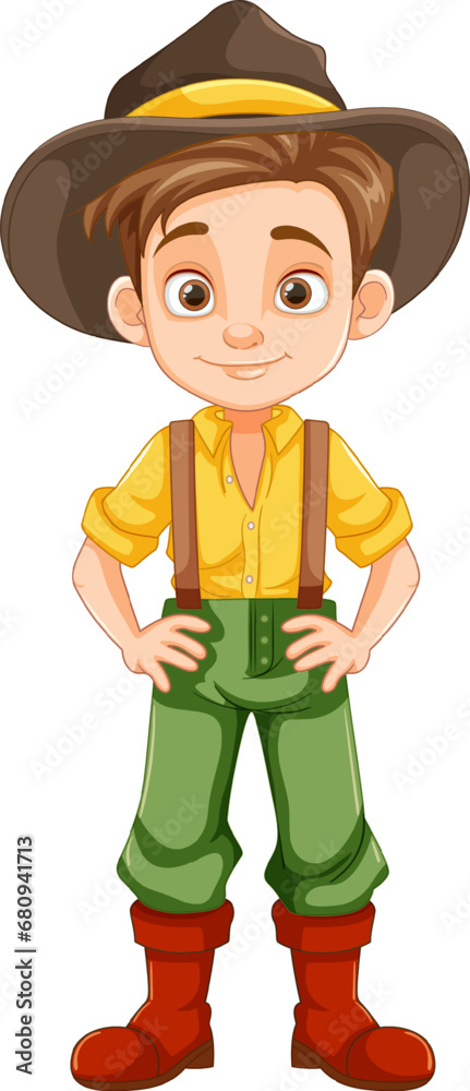 Handsome Farmer Boy Cartoon: A Vector Illustration Handsome Farmer Boy Cartoon: A Vector Illustration