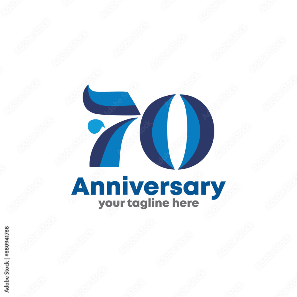 Number 70 logo icon design, 70th birthday logo number, 70th anniversary.