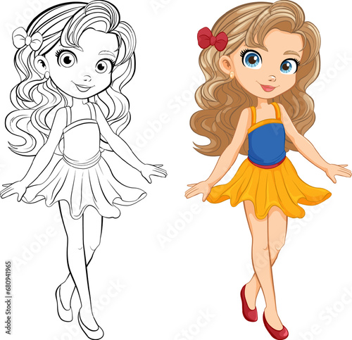 Beautiful Woman Cartoon Character in Fancy Mini Skirt Party Outfit
