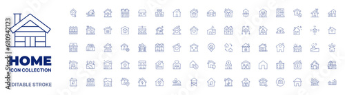 Home icon collection. Thin line icon. Editable stroke. Editable stroke. Home icons for web and mobile app.