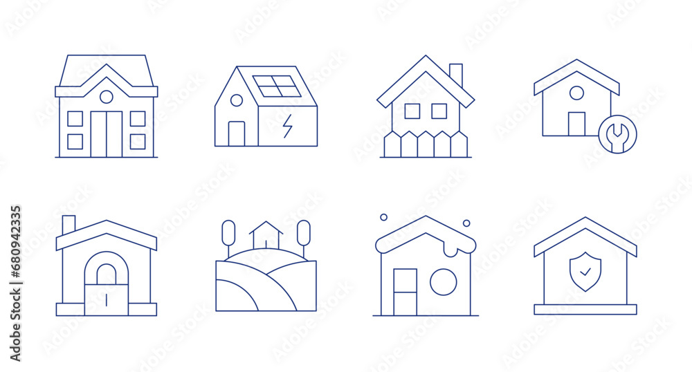 Home icons. Editable stroke. Containing home, home insurance, house, house insurance, house repair.