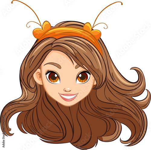 Elegant Woman with Long Hair and Ornate Hair Accessories