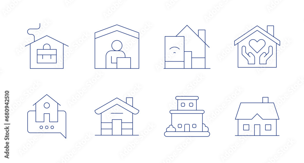 Home icons. Editable stroke. Containing working at home, home, home automation, nursing home, work from home, cottage.