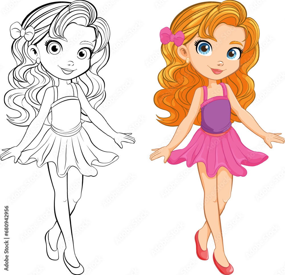 Beautiful Woman Cartoon Character in Fancy Mini Skirt Beautiful Woman Cartoon Character in Fancy Mini Skirt