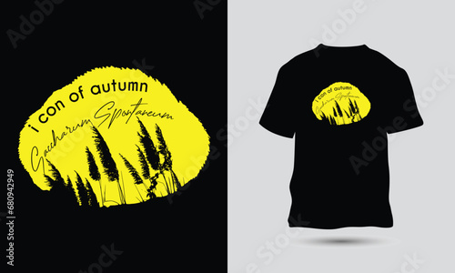 Icon of Autumn T-Shirt Design Template (saccharum spontaneum) T-shirt Design vector art wark