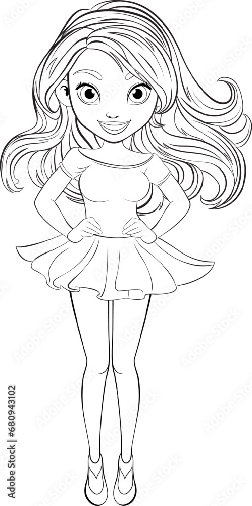 Beautiful Woman with Long Hair in Mini Shirt Dress Beautiful Woman with Long Hair in Mini Shirt Dress