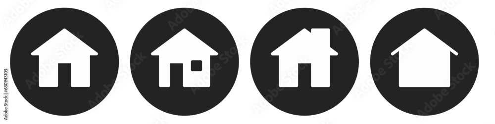 home page icon button on black circle background home page icon button on black circle background