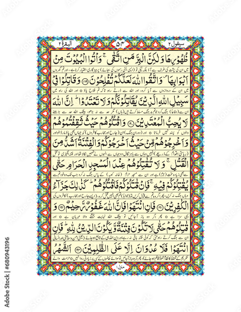 Arabic Calligraphy Quran Pak, Para No.2 Page No.14 Arabic Calligraphy Quran Pak, Para No.2 Page No.14