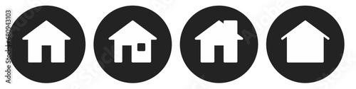 home page icon button on black circle background 