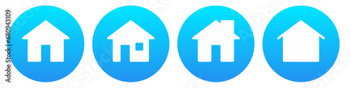 home page icon button on blue circle background 