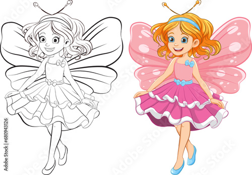 Fantasy Fairy Cartoon Character in Princess Party Outfit