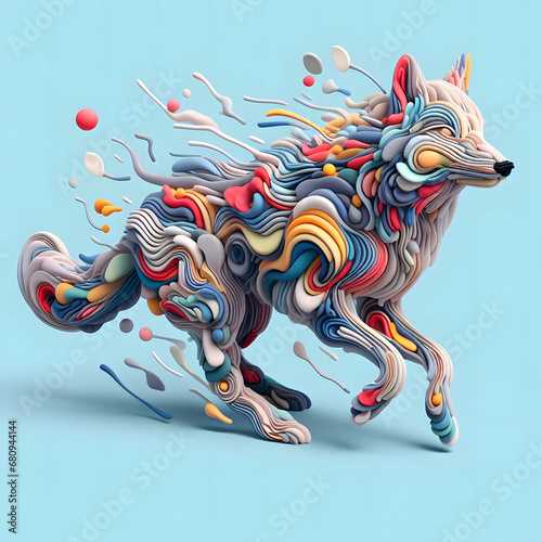 abstract wolf with blue background 
