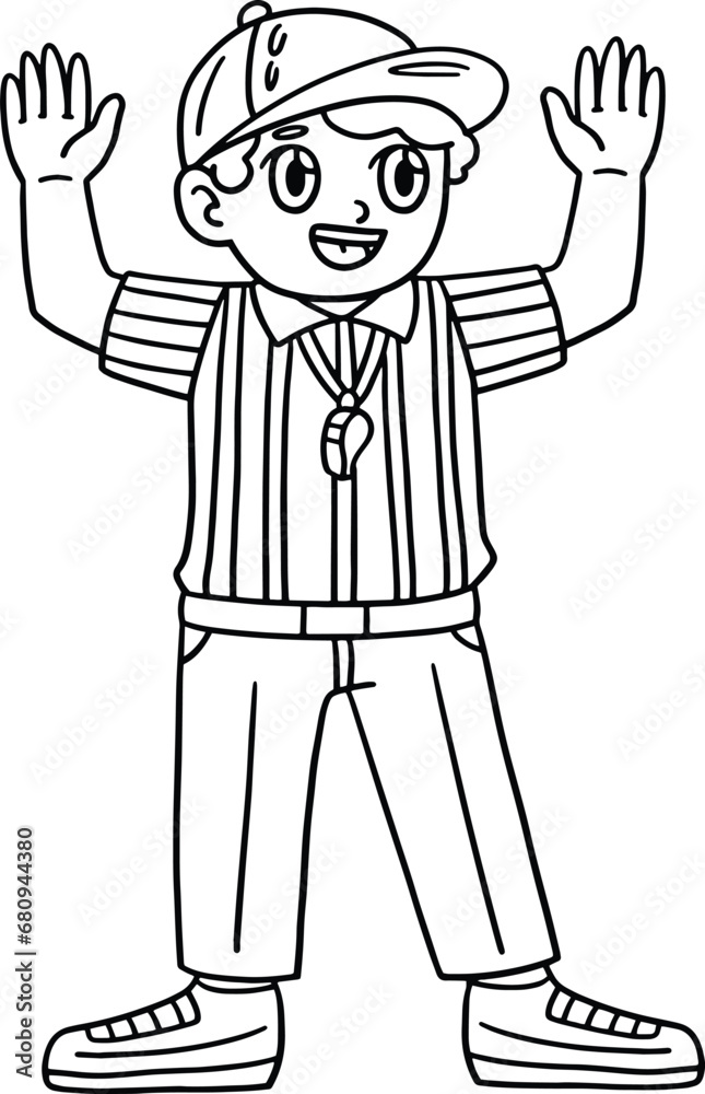 American Football Referee Isolated Coloring Page American Football Referee Isolated Coloring Page