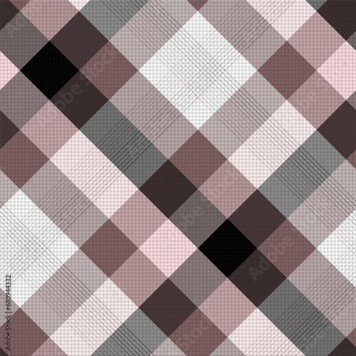 Diagonal gingham in Rose Taupe Buffalo Check Plaid Vector Pixel Patterns of printing on fabric, shirt, textile, curtain and tablecloth.