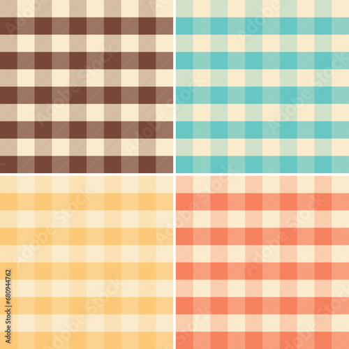 Retro Color Buffalo Check Plaid Seamless Vector Pixel Pattern