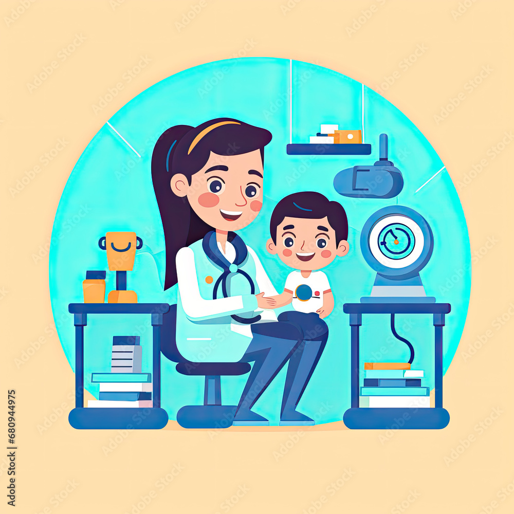 Pediatrician concept illustration flat icon AI Generated Pediatrician concept illustration flat icon AI Generated