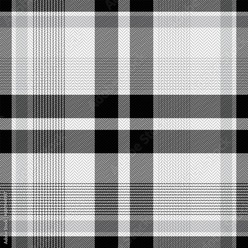 Black white plaid pattern seamless vector graphic. Simple windowpane